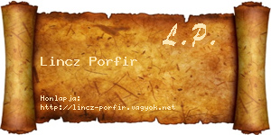 Lincz Porfir névjegykártya